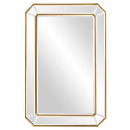 PALACEDESIGNS Recatngle Gold Leaf Mirror with Angled Corners Frame PA3084904